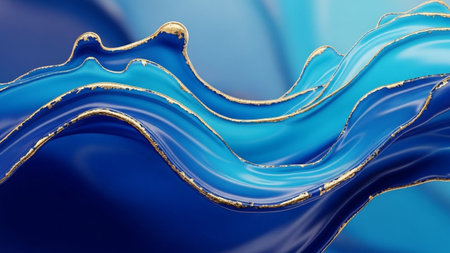 Blue and gold abstract background. 3d rendering, 3d illustration.の素材