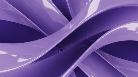 3d render of abstract background with curved lines in purple color.の素材