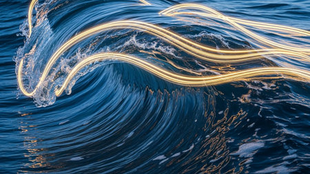 abstract image of the waves in the sea, long exposure photoの素材