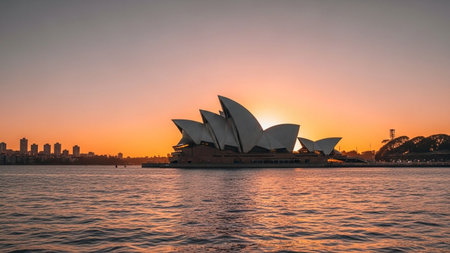 Sydney Opera House during sunset, Australia. Panoramic view.の素材