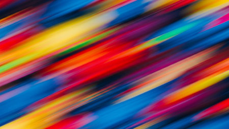 Colorful diagonal stripes background. Abstract horizontal motion blur effect design.の素材
