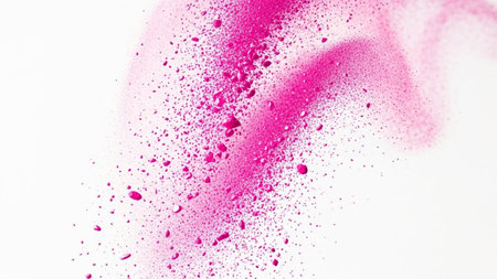 close up of pink paint splashes on white background, abstract backgroundの素材