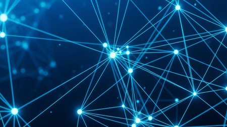 Abstract polygonal space low poly dark background with connecting dots and lines. Connection structure. 3d renderingの素材