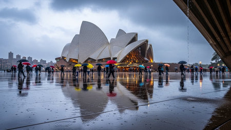 Sydney Opera House in the rain.の素材