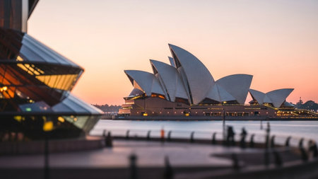 Sydney Opera House during sunset.の素材