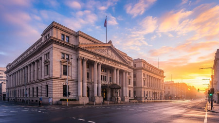 Sunset view of the Washington Supreme Court building in Washington DC.の素材