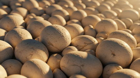 259. showing cluster of smooth, round, light-colored stones with subtle cracks. resolutionの素材
