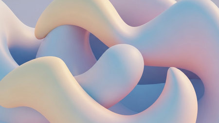Abstract showing soft pastel swirls and curves abstract background with gentle gradient blending and smooth organic...の素材