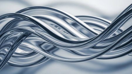 Silver showing intertwined twisted strands of polished silver metal forming a complex abstract organic shape with...の素材