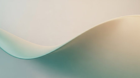 A soft, flowing abstract wave form with a gentle gradient transitioning from a muted teal to a creamy beige,...の素材