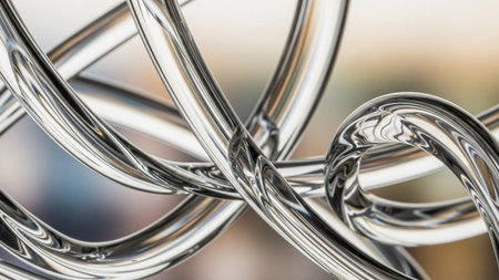 With showing intertwined transparent glass or crystal tubes with reflected light. resolutionの素材