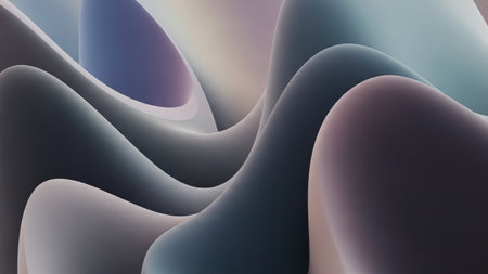 439. showing softly lit abstract organic shapes with smooth transitions and muted color palette. resolution...の素材