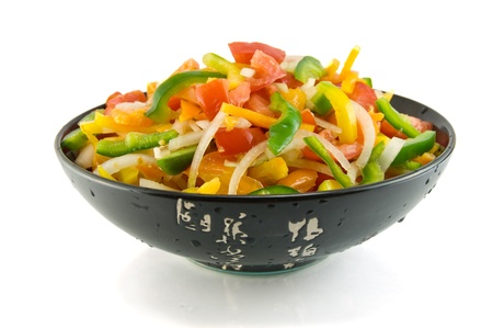 vegetable salad of paprika, tomato and onion の写真素材