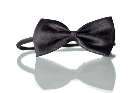 Black bow tie isolated on white backgroundの写真素材
