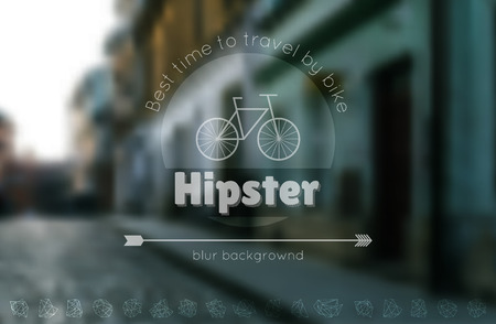 Vintage label, hipster theme badge  with Set of geometric shapes. Trendy hipster blur background のイラスト素材