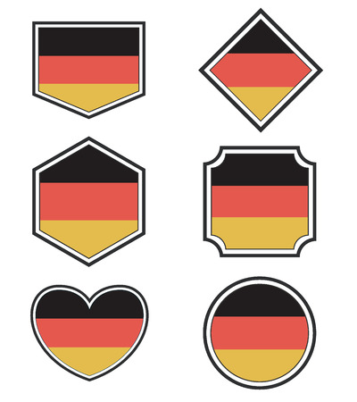 Set of German flags and hearts, vector set of germany independence day background. Day of German Unity, 3th of Octoberのイラスト素材