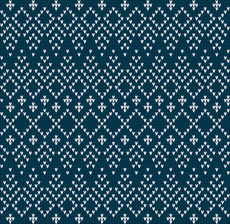 Fair Pattern sweater design on the wool knitted texture. Blue Knitting Ornament, crochetのイラスト素材