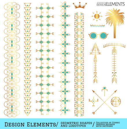 Set of geometric shapes. Trendy hipster icons and logotypes. Religion, philosophy, spirituality, occultism symbols collection. linear tattooのイラスト素材