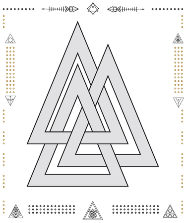 Set of geometric shapes. Trendy hipster gold icons and logotypes. Religion, philosophy, spirituality, occultism symbols collectionのイラスト素材