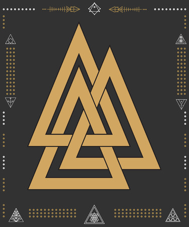 Set of geometric shapes. Trendy hipster gold icons and logotypes. Religion, philosophy, spirituality, occultism symbols collectionのイラスト素材