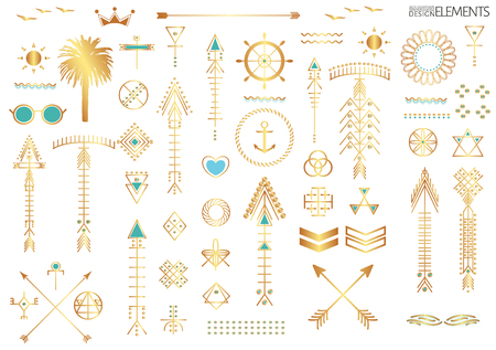 Big Set of geometric shapes. Trendy hipster icons and logotypes. Religion, philosophy, spirituality, occultism symbols collection. linear tattooのイラスト素材