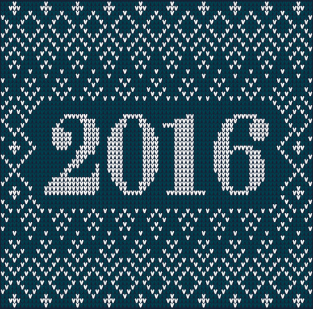 Christmas jumper fragment with 2016 New Year. Card of New Year 2016 with knitted texture. vector illustration for winter holiday, new year's eve, silvesterのイラスト素材