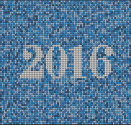 Christmas jumper fragment with 2016 New Year. Card of New Year 2016 with knitted texture. vector illustration for winter holiday, new year's eve, silvesterのイラスト素材