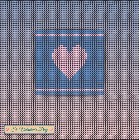Classic knitted pattern with hearts. Valentines Day Banner, Knitting Pattern, Happy Valentine's Day. Useful for Postcardsのイラスト素材
