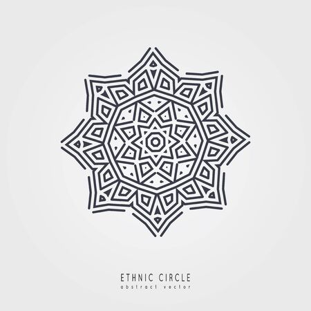 Ethnic mystical pattern with triangle and circles. Mandala Ethnic circle ornament.のイラスト素材