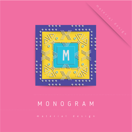 MONOGRAM icon in material design style, broght colorsのイラスト素材
