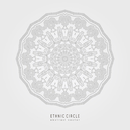 Ethnic mystical pattern with triangle and circles. Mandala Ethnic circle ornament.のイラスト素材