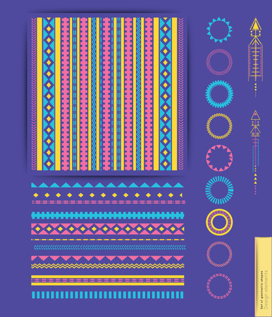 Big Set of geometric shapes. Trendy hipster icons. Tribal collectionのイラスト素材