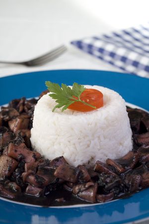 Black rice with cuttlefishの写真素材