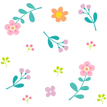 Cute flower pattern with white backgroundのイラスト素材