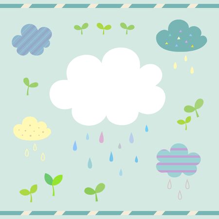 Set of cute clouds and rainのイラスト素材