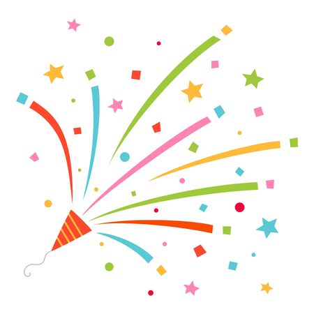 Colorful party popper in cartoon illustration.のイラスト素材
