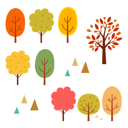 Autumn trees elementsのイラスト素材