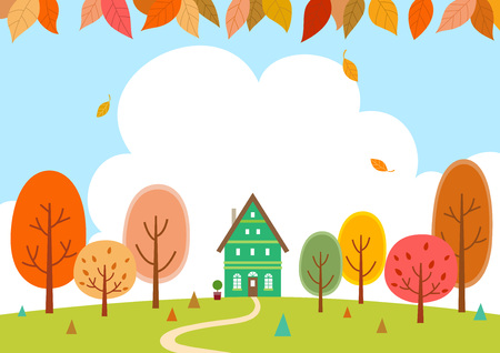 The house of the forest in autumn.のイラスト素材
