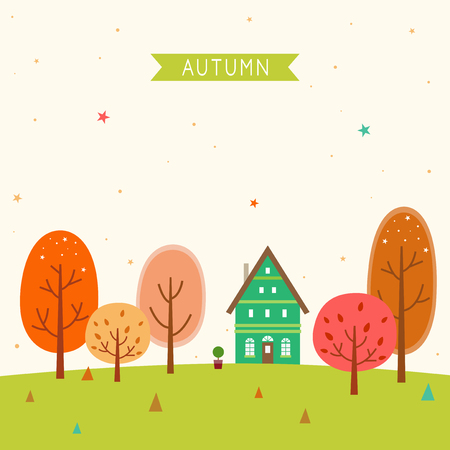 The house of the forest in autumn.のイラスト素材