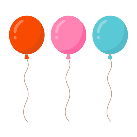 Set of colorful balloons. Red, pink, blue color balloonsのイラスト素材