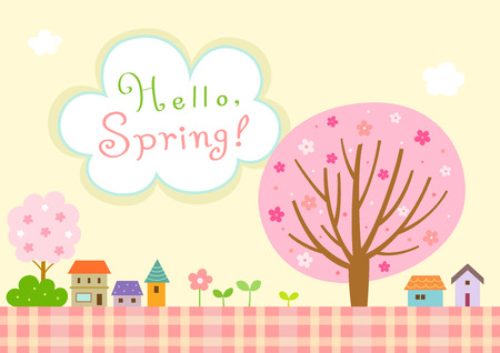 Spring landscape backgroundのイラスト素材