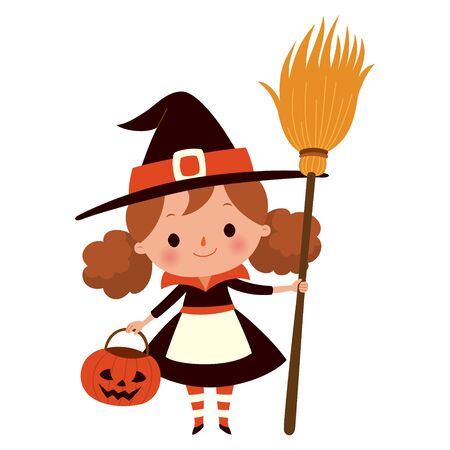 Halloween Costume.Cute Little Witchのイラスト素材