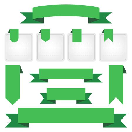 Set of green ribbon bannersのイラスト素材