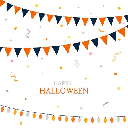 Halloween party flags with party confettiのイラスト素材
