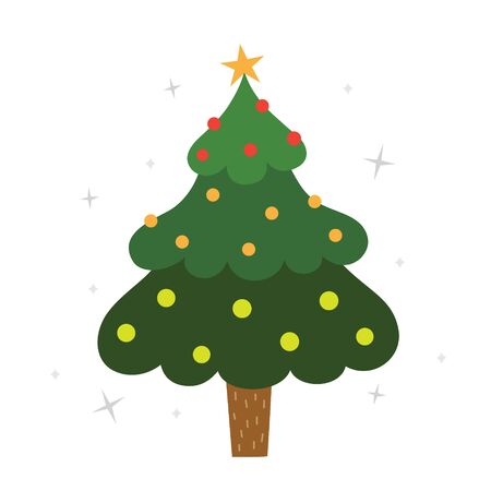 Cute Christmas tree on white backgroundのイラスト素材