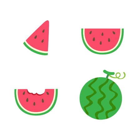 Watermelon set isolated on white backgroundのイラスト素材