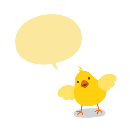 Speaking chick with speech bubble on white background.のイラスト素材