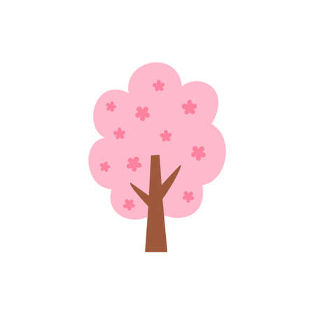 Cherry blossom tree on white background.のイラスト素材