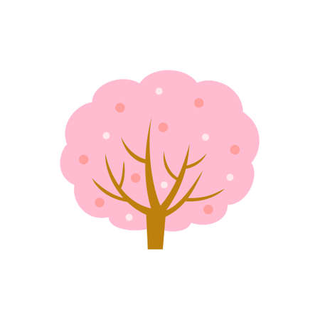 Cherry blossom tree on white background.のイラスト素材