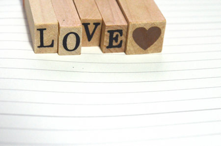 love Text On Wooden Blocksの写真素材